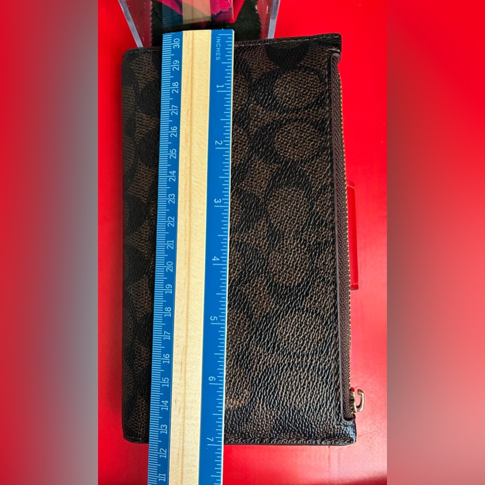 Coach Signature Canvas Wallet with Red Tab - Picture 12 of 13